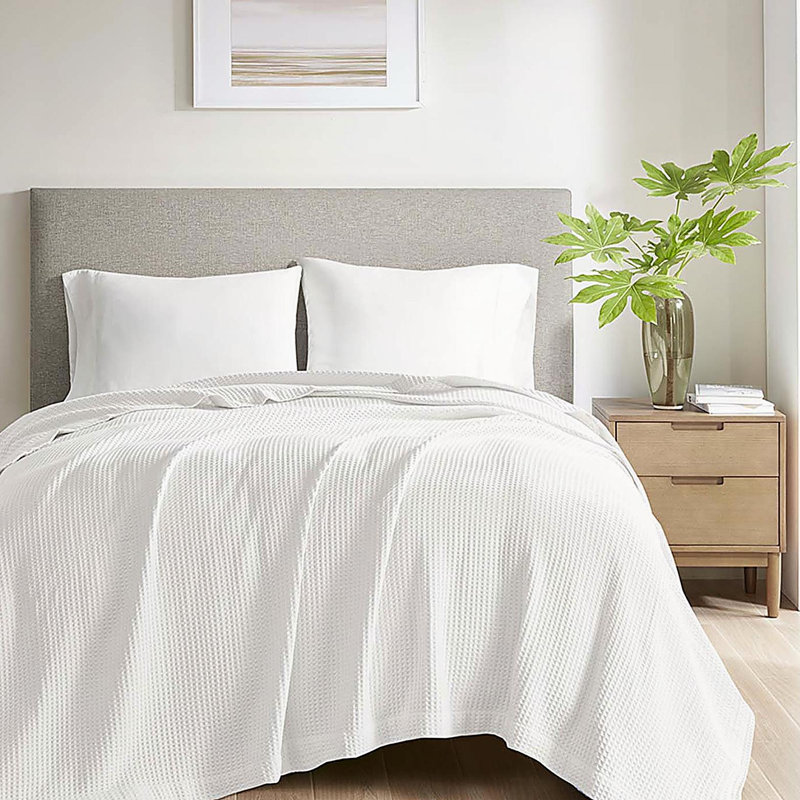 Couverture en coton, Lit double, Blanc