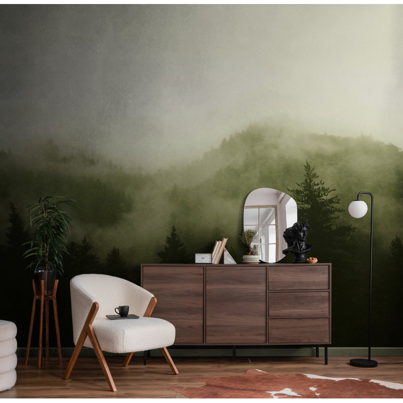 Superfresco Easy Misty Landscape Print To Order Fixed Size 2.8m x 3m Mural, Green