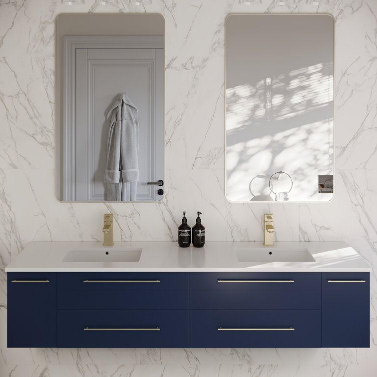 Lucera 72" Wall Mount Modern Bathroom Vanity with Top & Double Undermount Sinks - Faucets Not Included