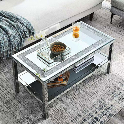 Table basse à miroir avec cadre - offre une stabilité à long terme avec des pieds en acier inoxydable
