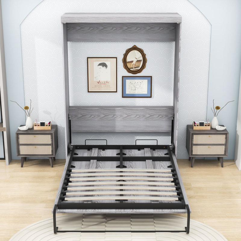 Lit escamotable avec armoire peu encombrante et lattes, Double