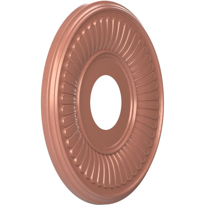 Médaillon de plafond en PVC thermoformé Berkshire de 13 po x P 3 1/2 po x P 3/4 po (convient aux auvents jusqu'à 5 3/4 po), rose champagne métallique perlé universel