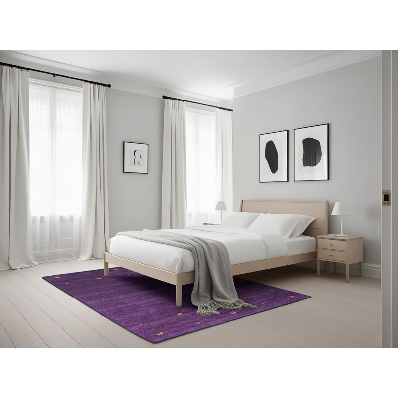 Tapis de zone mauve contemporaine, Rectangle 5 pi x 7 pi