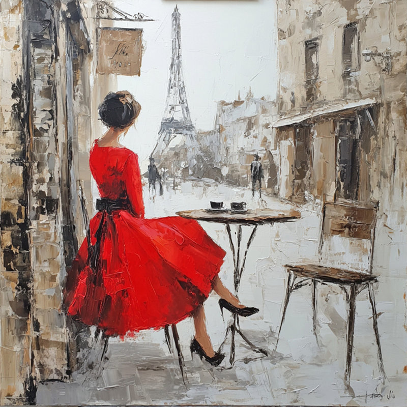 «Cafe Daydream in Paris», art mural sur toile tendue