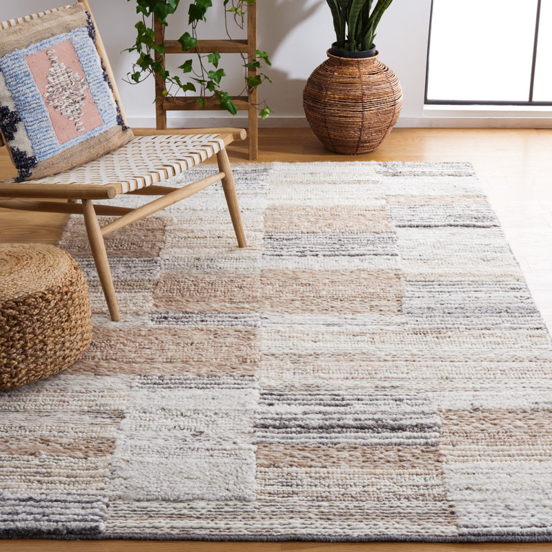 Tapis géométrique tissé à la main Wyly, Rectangle de 5 pi x 8 pi