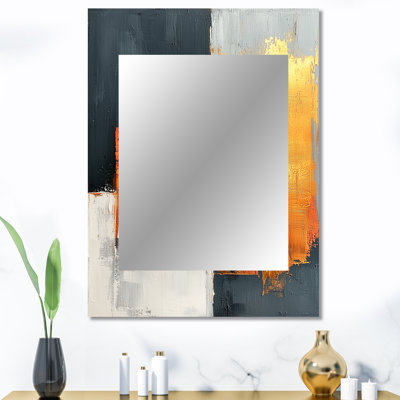 Balck and Orange Converge Dream II - miroir d'art linéaire, miroir mural moderne unique, impression d'art en métal