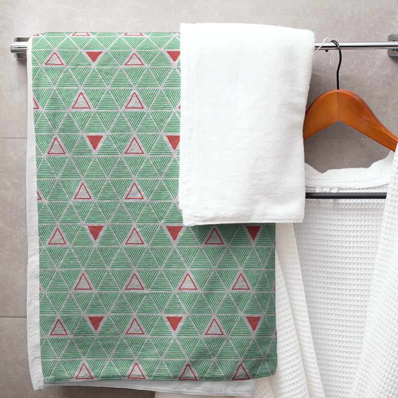 Serviette de bain Classic, Vert jungle / rouge