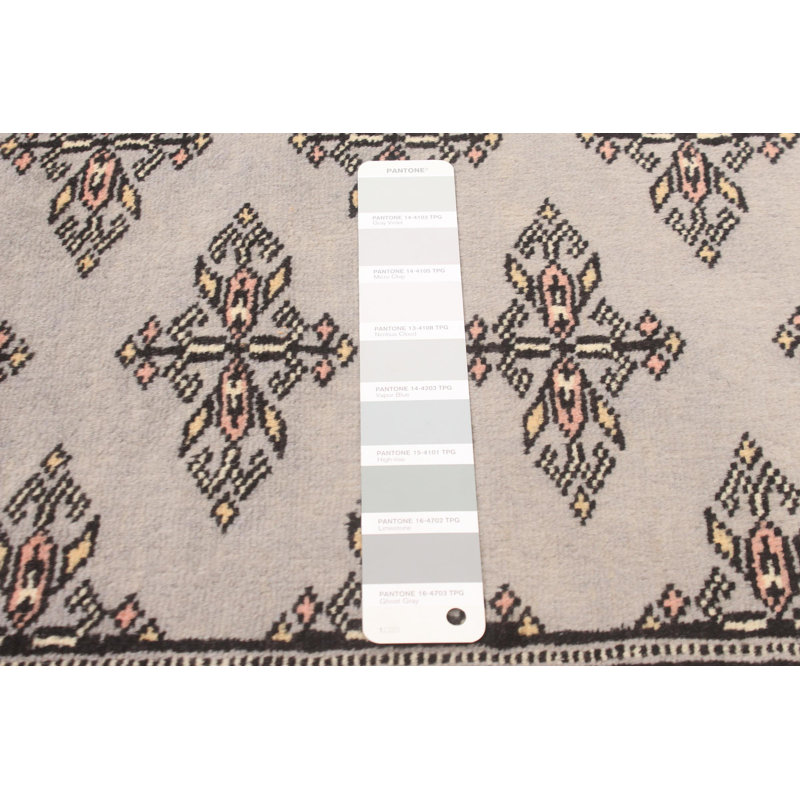 Tapis gris Malechi Peshawar Bokhara 2 pi 8 po x 3 pi 10 po