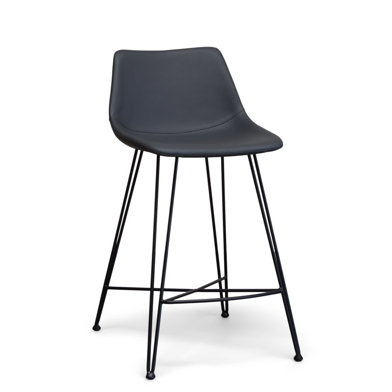 Volya Bar & Counter Stool Faux Leather, Dark Grey, Counter Stool (25" Seat Height)