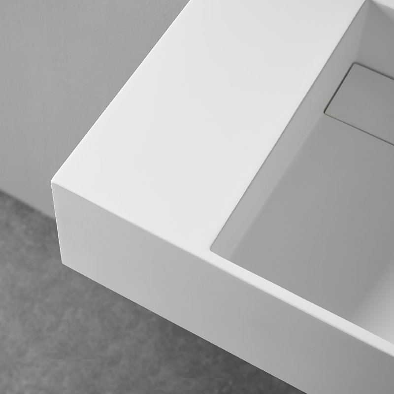 32 po. Salle de bain murale ou de comptoir avec surface carrée classique à cuve carrée, Blanc