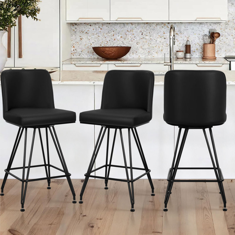 Tabouret de comptoir Meliton 26, Noir, 3