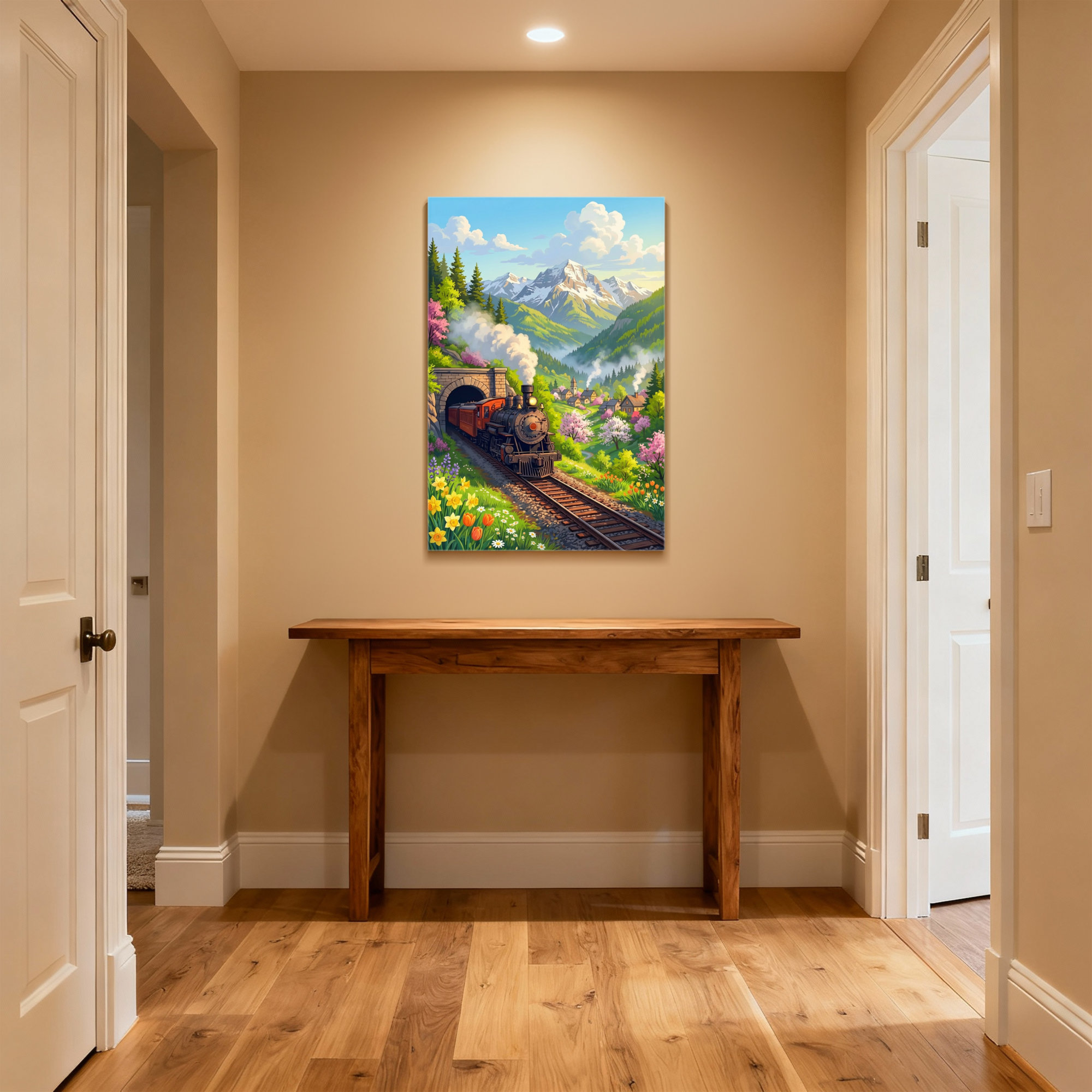 Winston Porter Scenic &Cityscapes Steam Train Mountain Spring Landscape ...
