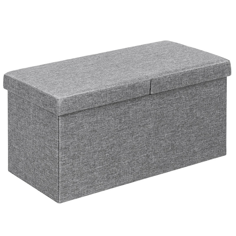 Mikell Upholstered Ottoman, Light Gray Polyester Blend