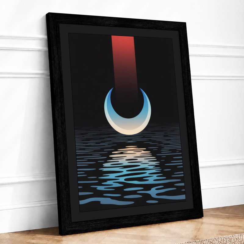 Moon Over Water Modern - Print, A2 - 59.4 x 42.0 cm, Black