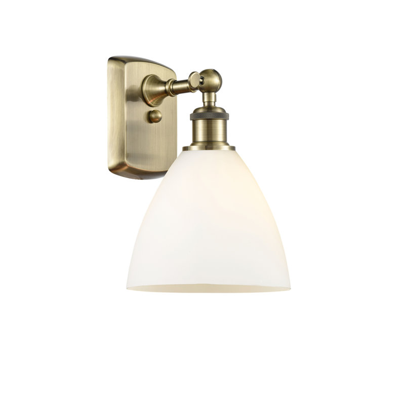 Shauna Armed Sconce, Matte White, Antique Brass, Incandescent