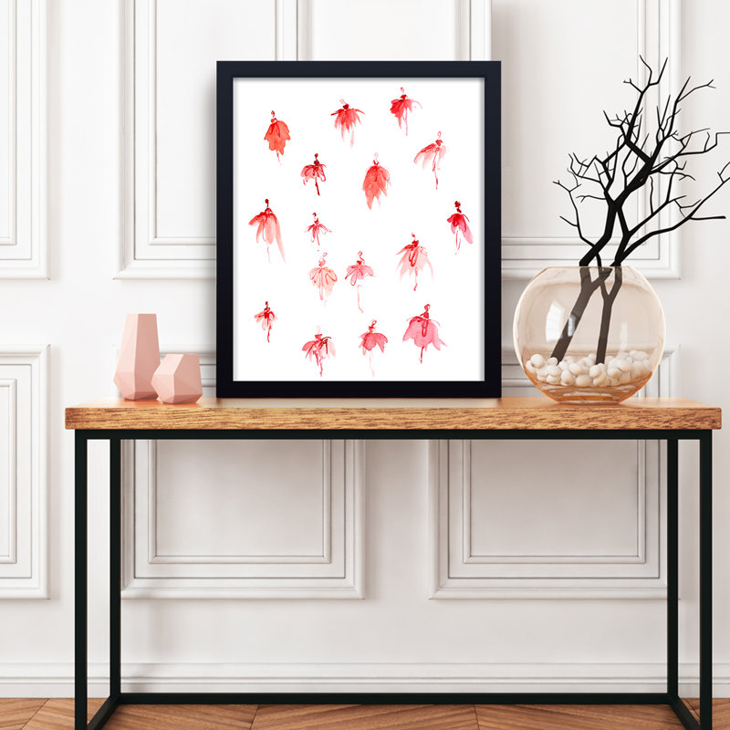 Flight of The Ballerinas Watercolour Painting Print, 30" H x 24" W x 1.125" D, Framed Print, Black