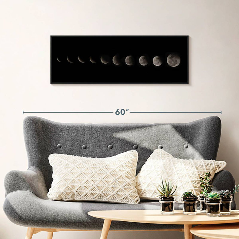 Dix phases de lune, 37 po x 13 po, Cadre flottant noir