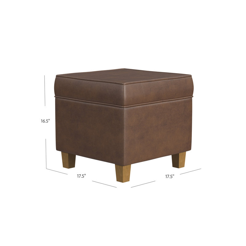 Repose-pieds carré avec dessus de table, Similicuir brun