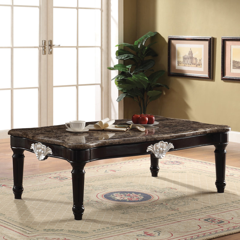 Table basse, plateau en marbre naturel et noir