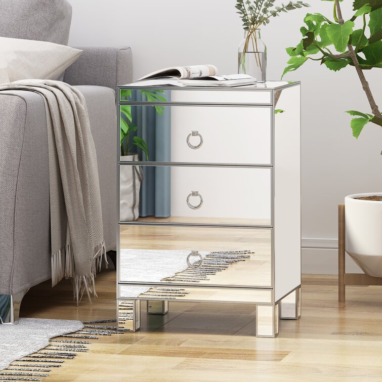 Mattison Modern Mirrored 3 Drawer Accent Chest