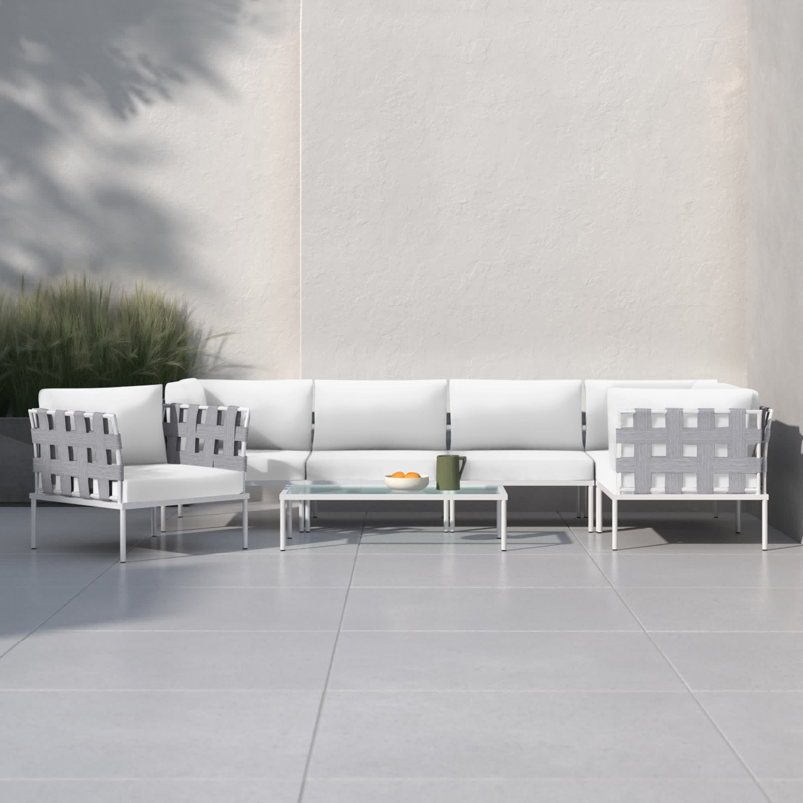 Harmony 7-piece Outdoor Patio Aluminum Sectional Sofa Set, White