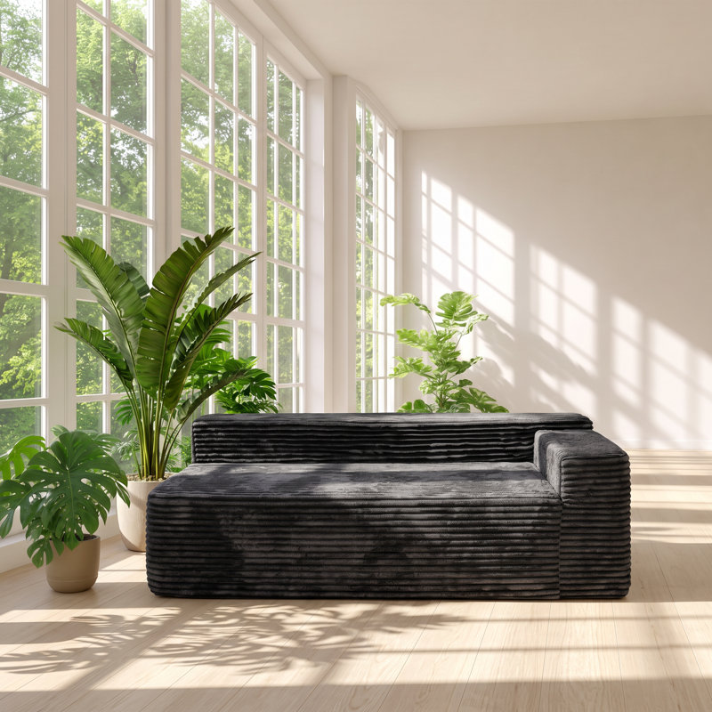 Canapé modulaire 2 places en velours côtelé l 68,9 po x P 35,4 po x H 23,6 po Haven
