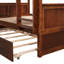Lit superposé double en noyer avec lit gigogne simple mobile - Taille de chambre à coucher polyvalente-228370882