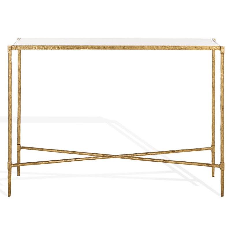 Alderman 42.1'' Marble Top Console Table, Brass
