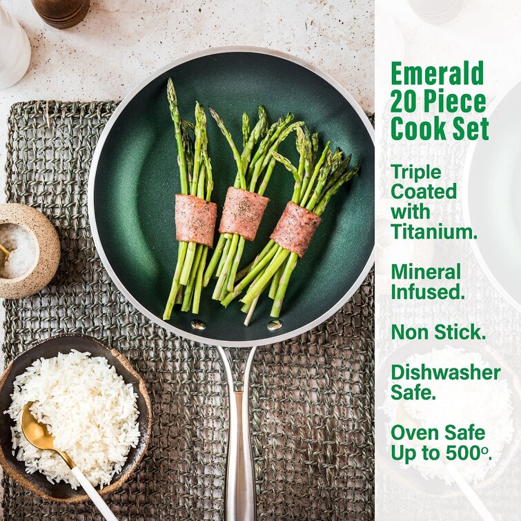Granitestone Emerald 20 Piece Aluminum Non Stick Cookware & Bakeware Set  with Ultra Nonstick Surface & Reviews