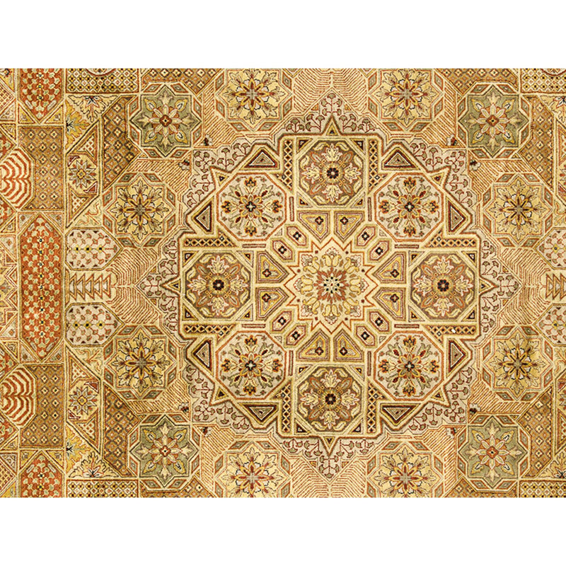 Hand Knotted Wool Area Rug in Cream