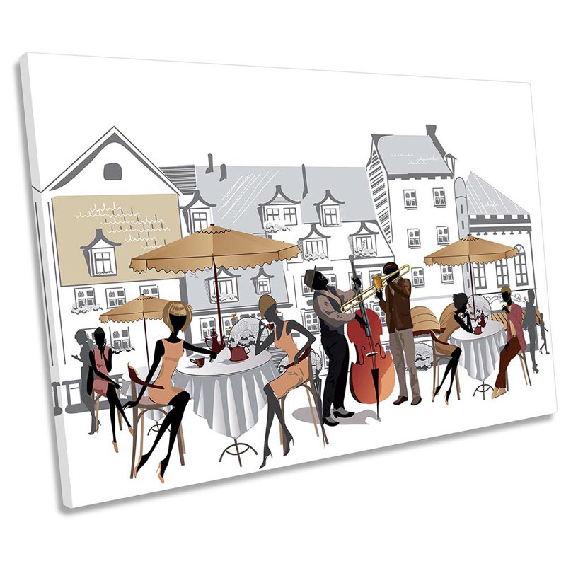 Jazz Music Band Caf - Wrapped Canvas Print, 40.6cm H x 61cm W x 2cm D