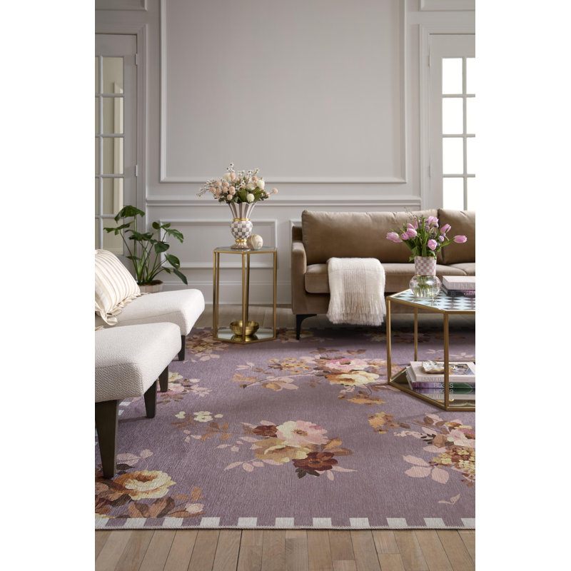 Wild Rose Washable Rug, Taupe, Rectangle 8' x 10'