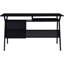 Bureau noir avec espace de rangement pour tiroir et clavier pour une conception efficace.