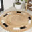Adwin Geometric Jute Circle Natural/Cream/Black Rug-1629590800