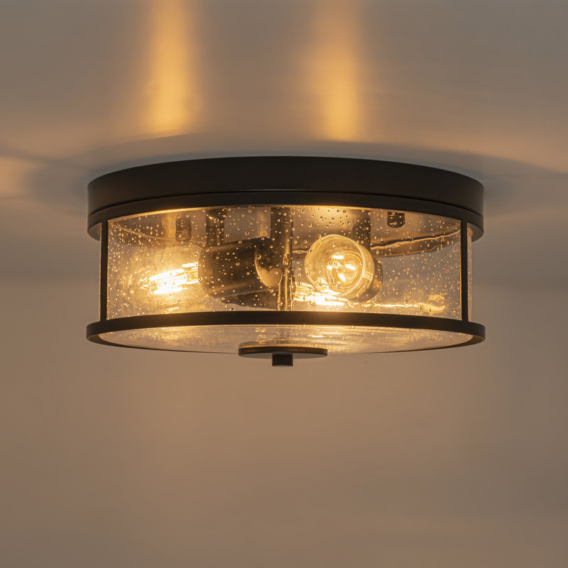 3-Light Seeded Glass Flush Mount Modern Farmhouse Ceiling Light