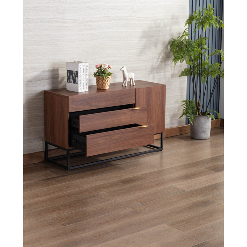 Walnut Brown Wood Console Table
