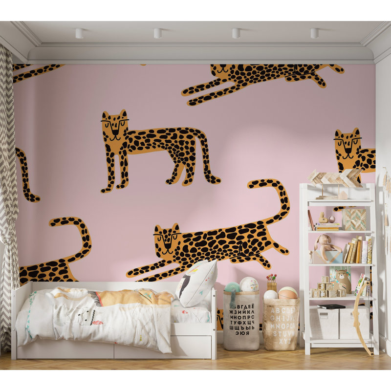 Murale pelez et collez de qualité supérieure - Motif léopard, L 144 po x l 210 po