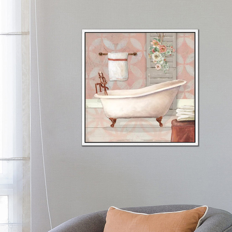 Blushing Bath I by Carol Robinson - Print on Canvas, White Framed Canvas, 45.72 cm H x 45.72 cm W