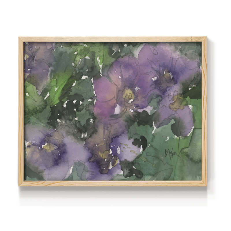 Langage des violettes I - reproduction encadrée, Naturel, H 16 po x l 20 po