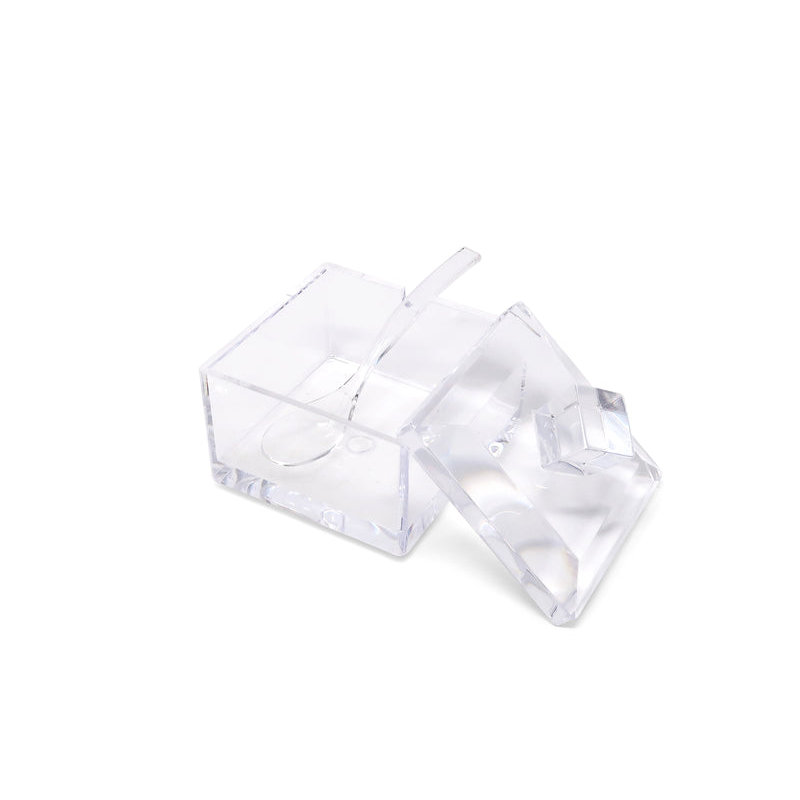 3 Bowl Acrylic Serving Dish on Tray with Covers and Spoons, White
