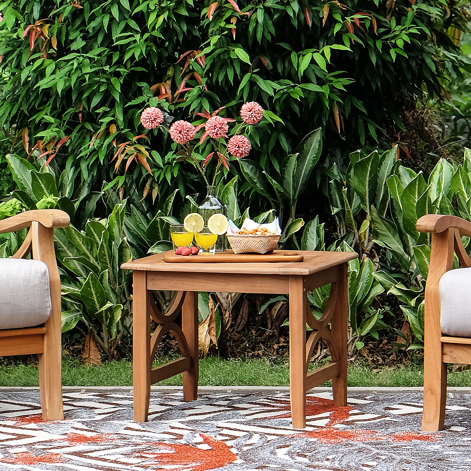 Brunswick 22" Teak Patio Side Table, Natural