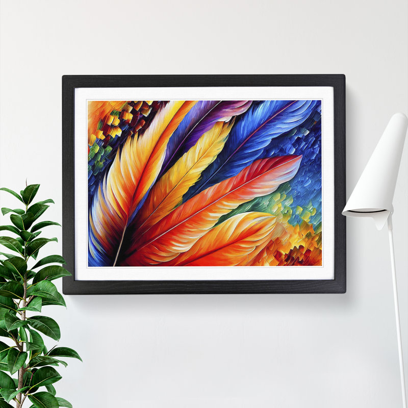 Bird Feather - Single Picture Frame Painting, Black Framed, 46cm H x 64cm W x 2cm D
