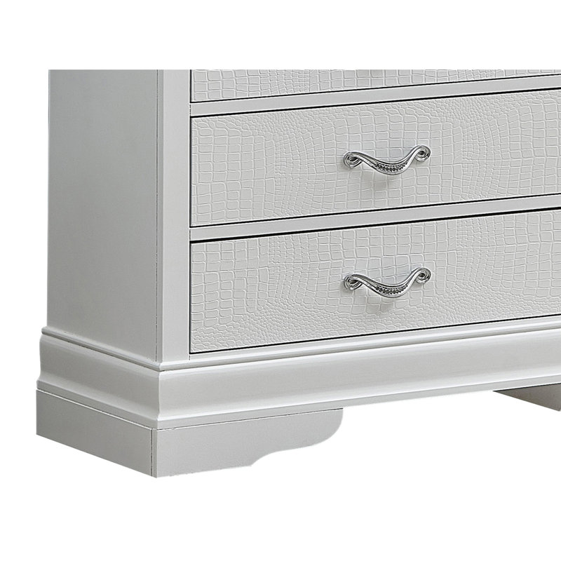 Commode Lorana, champagne argenté, Blanc