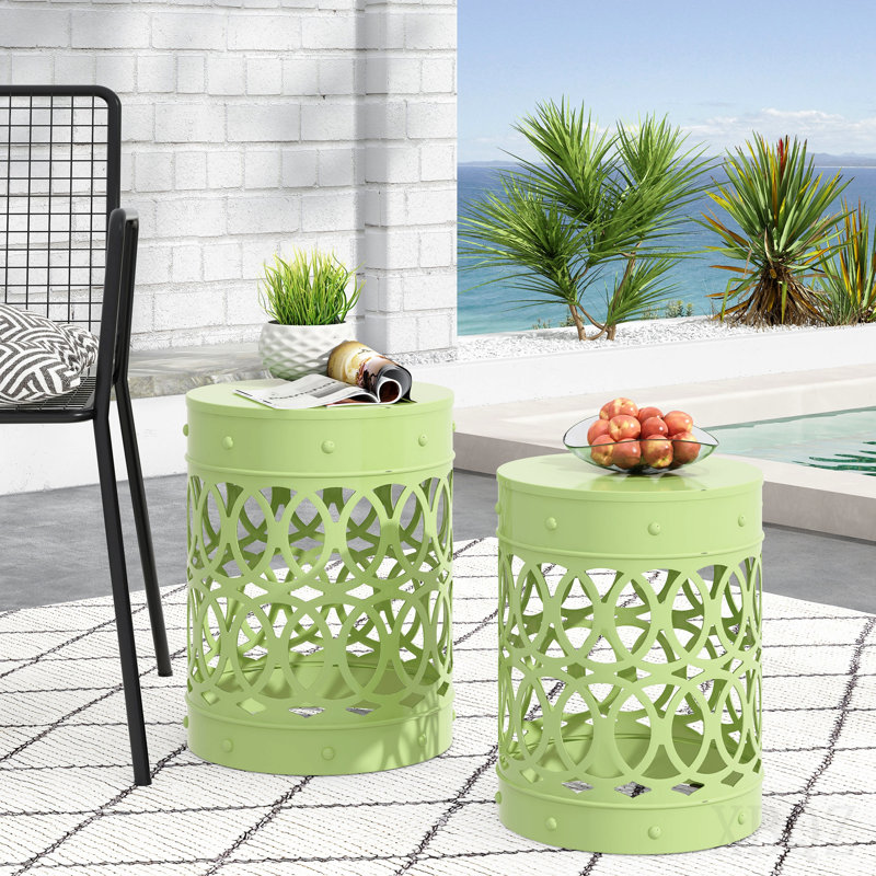 Table de bout d'extérieur en métal S / 2, Green
