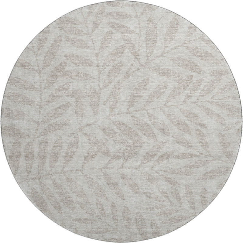 Premium Machine Washable Prisco Taupe Rug, Round 8'