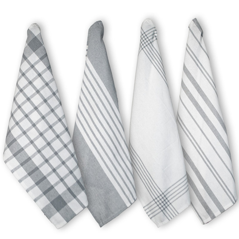 Torchon en coton, Gris / blanc