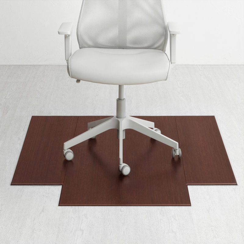 Tapis de chaise standard en bambou épais de 12 mm d'épaisseur - antidérapant, rectangulaire, idéal pour les planchers de bois franc