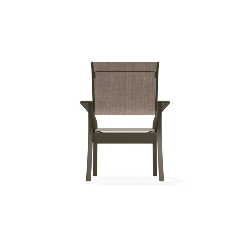 Chaise de café empilable en polymère de qualité marine Leeward Sling, Bois de plage, Fenouil Augustine Sunbrella®
