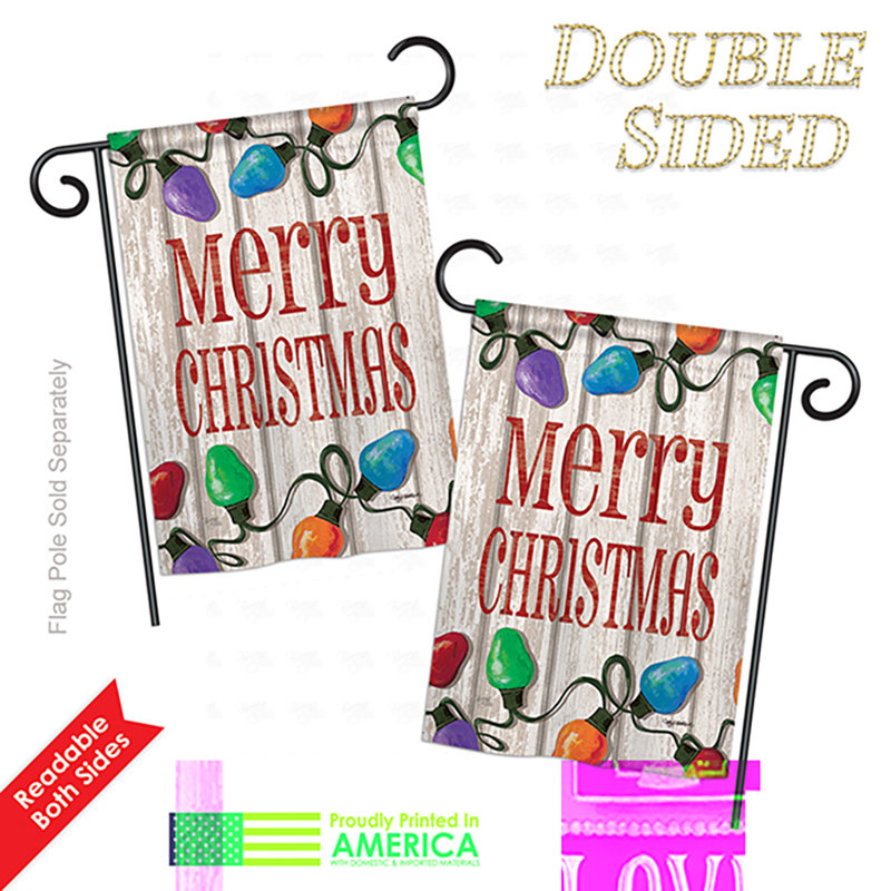 Drapeau de jardin Datev Bright Merry Christmas, Rouge pâle, Polyester