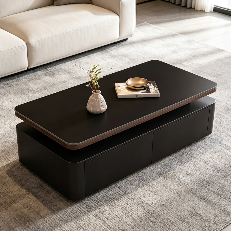 Table basse française vintage haut de gamme, H 17,71 po x l 39,37 po x P 19,68 po, Noir
